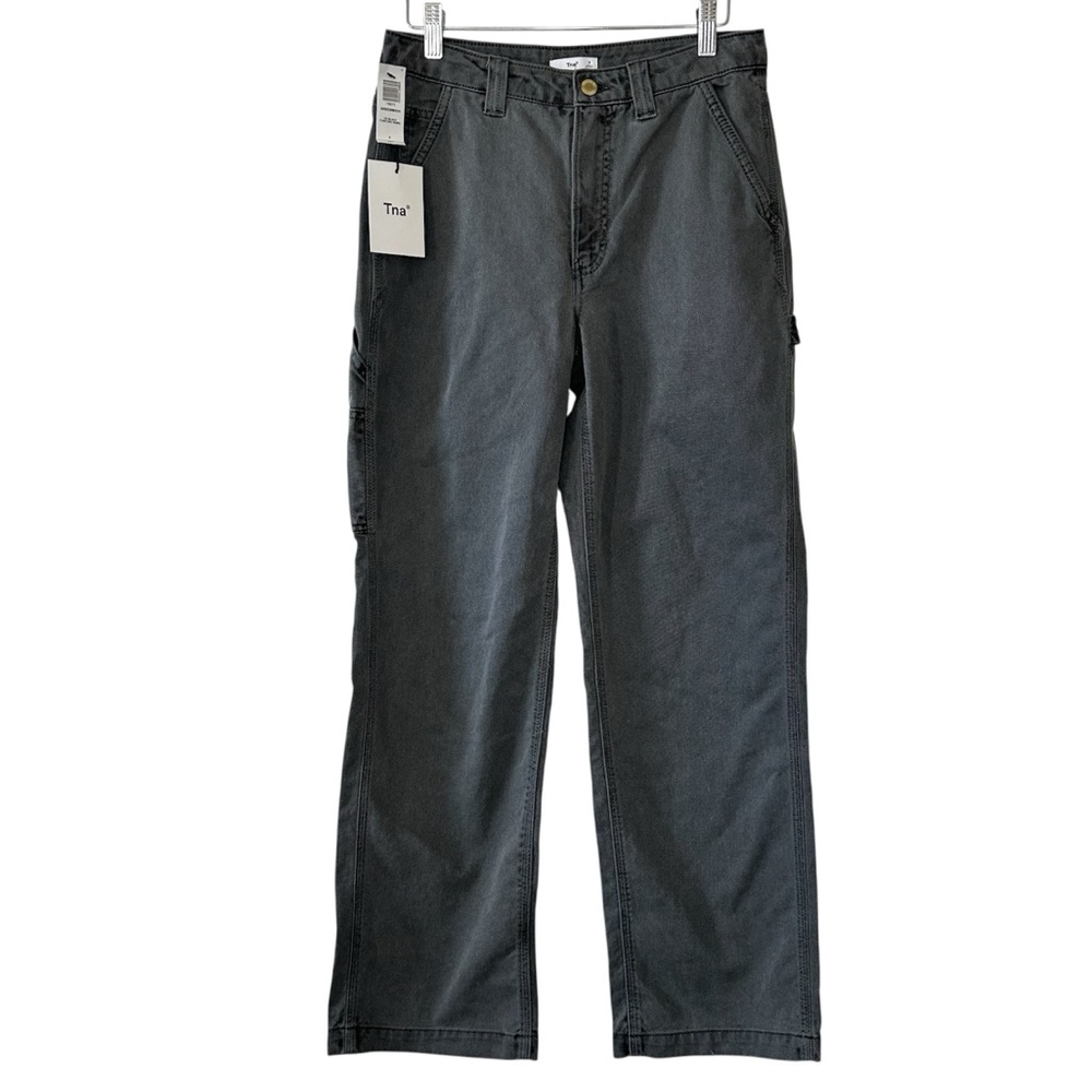Tna Women’s Dark Gray Greenwich Carpenter 100% Cotton Straight Leg Pants- Size 4